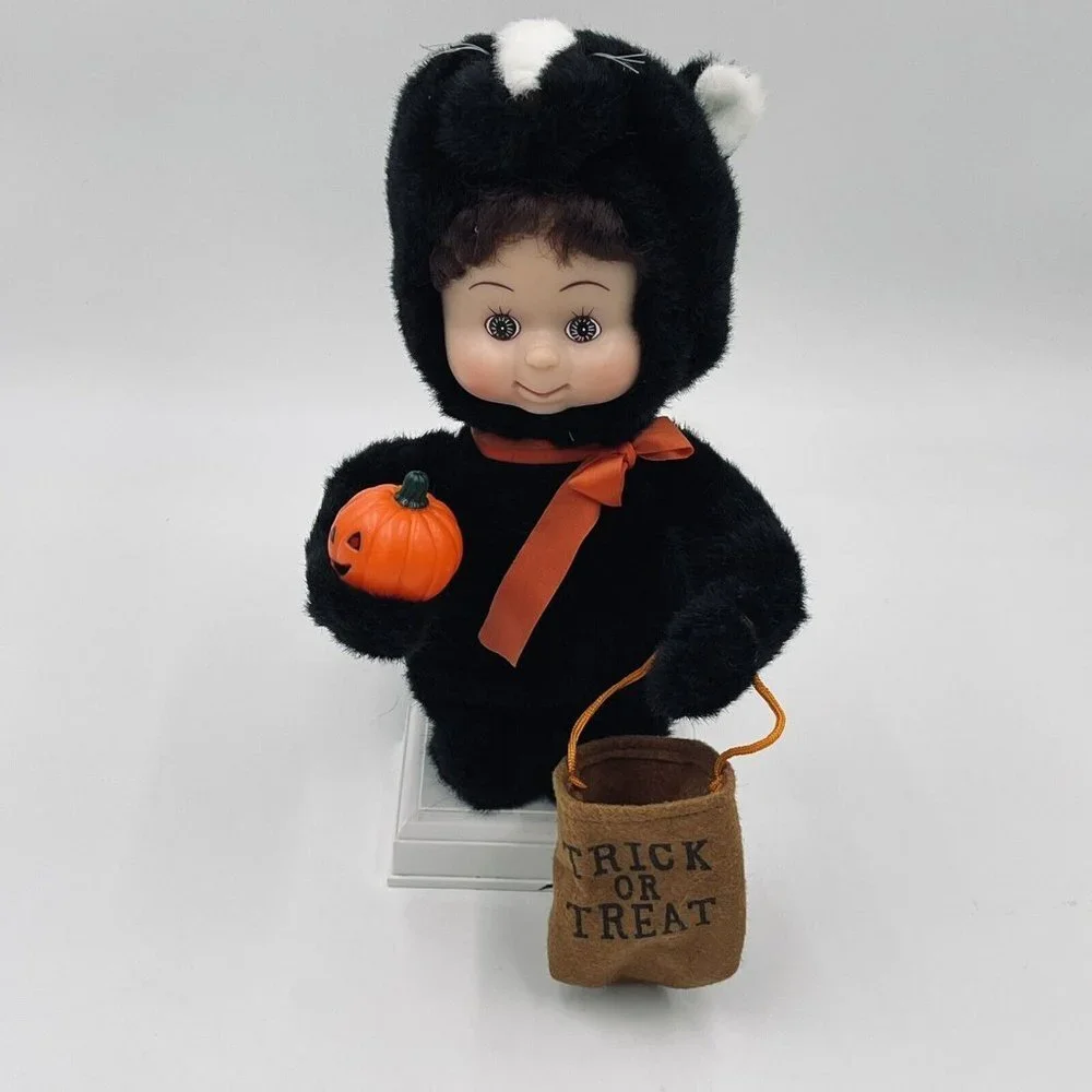 Vintage Animated Halloween Kid In Skunk Costume Motionettes Works Motion-ette - Picture 1 of 10